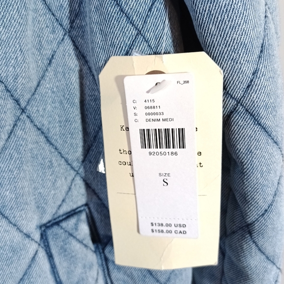 By Anthropologie Quilted Jacket Washed Denim Size S New Nwt - Picture 5 of 8
